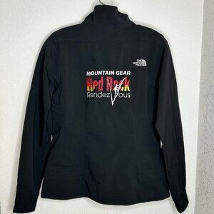 North Face Jacket Womens Medium Black Softshell Red Rock Climbing Mountain Gear